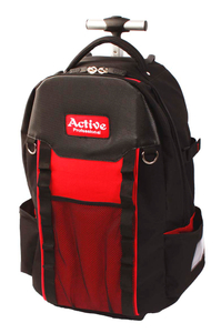 Backpack Tool Bag with Wheel, Heavy Duty Rolling Tool Backpack for Electrician 57 Pockets & Loops Tool Backpack
